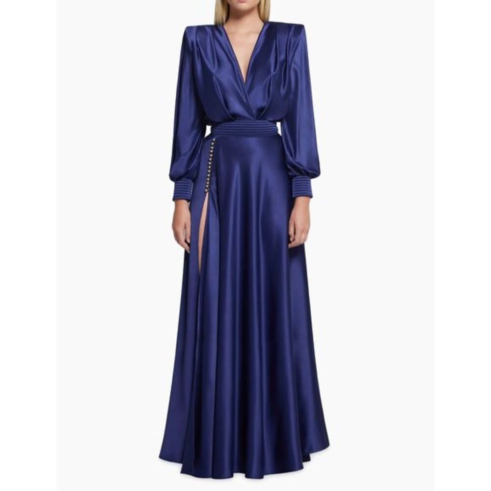 Zhivago Chrystallia Satin Long-Sleeve Gown SIZE US 12 $700